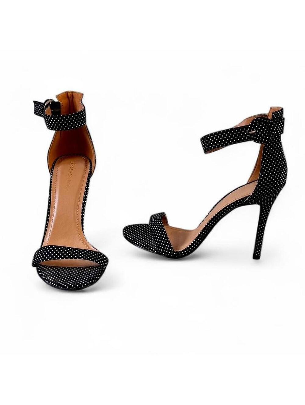 Black and white polka dot strappy stilettos #polkadot #highheels